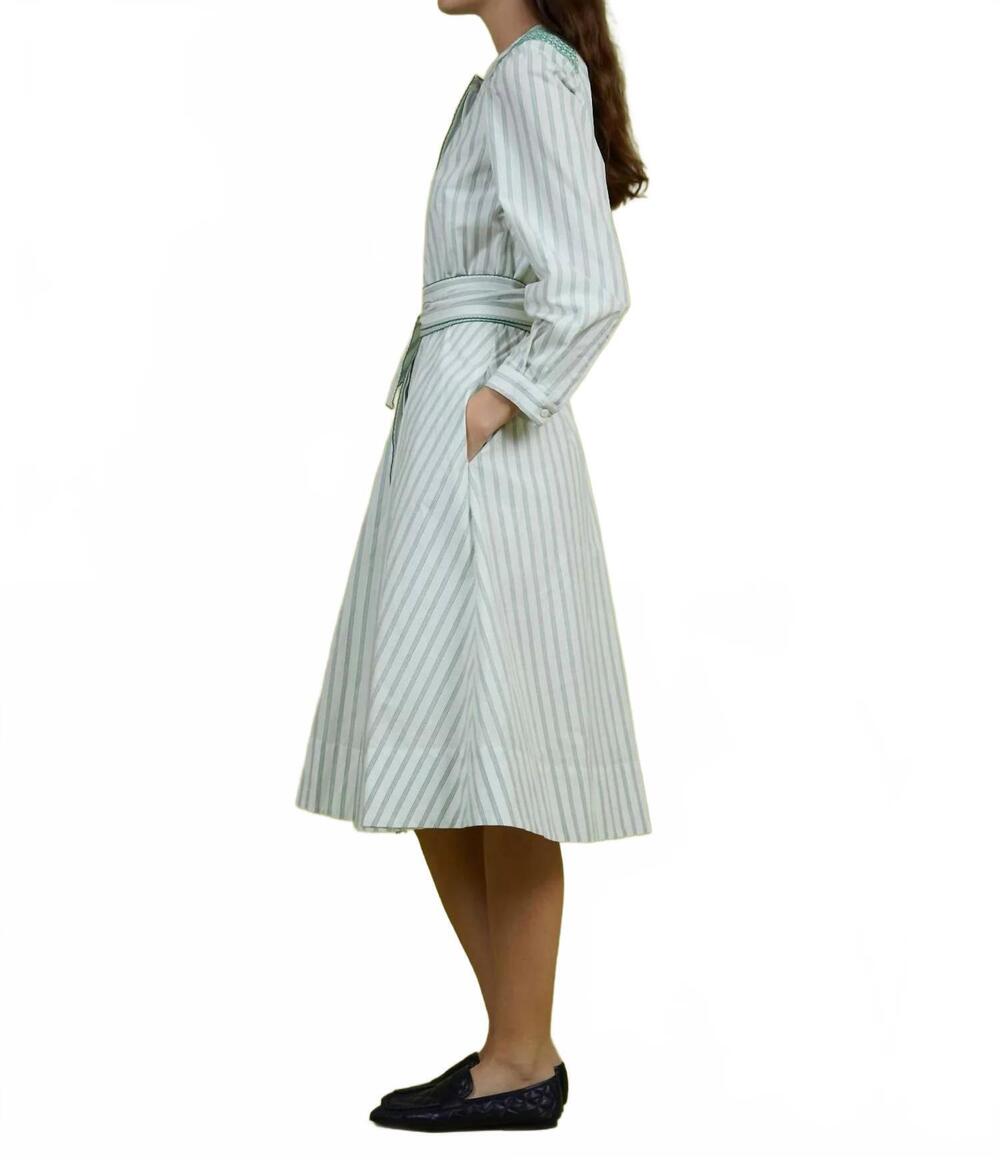 NEW LOVE BINETTI frankie dress in green striped - Picture 2 of 4